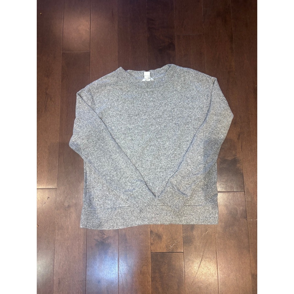 HM Divided Women Heather Grey Crewneck Sweatshirt Relaxed Fit Pullover M